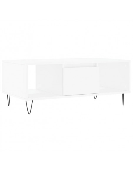 Tavolino da Salotto Bianco 90x50x36,5 cm in Legno Multistrato