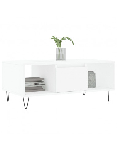 Tavolino da Salotto Bianco 90x50x36,5 cm in Legno Multistrato
