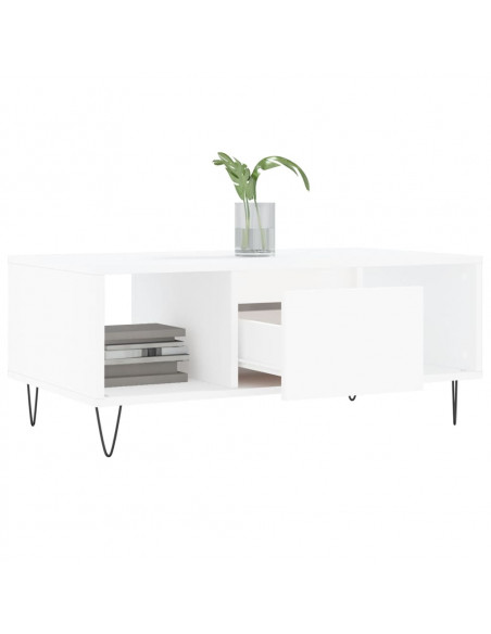 Tavolino da Salotto Bianco 90x50x36,5 cm in Legno Multistrato