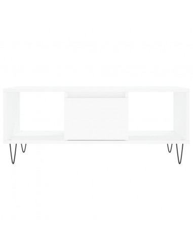 Tavolino da Salotto Bianco 90x50x36,5 cm in Legno Multistrato