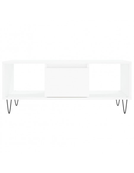 Tavolino da Salotto Bianco 90x50x36,5 cm in Legno Multistrato