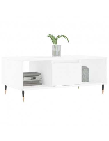 Tavolino da Salotto Bianco 90x50x36,5 cm in Legno Multistrato