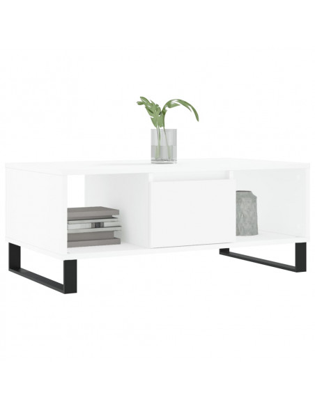 Tavolino da Salotto Bianco 90x50x36,5 cm in Legno Multistrato