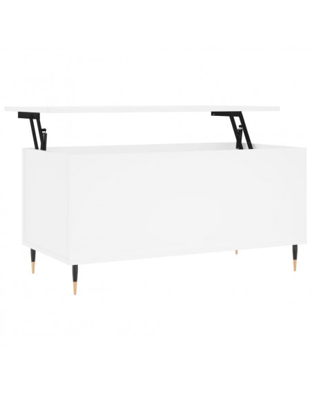Tavolino da Salotto Bianco 90x44,5x45 cm in Legno Multistrato