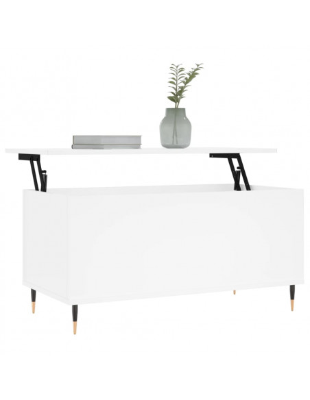 Tavolino da Salotto Bianco 90x44,5x45 cm in Legno Multistrato