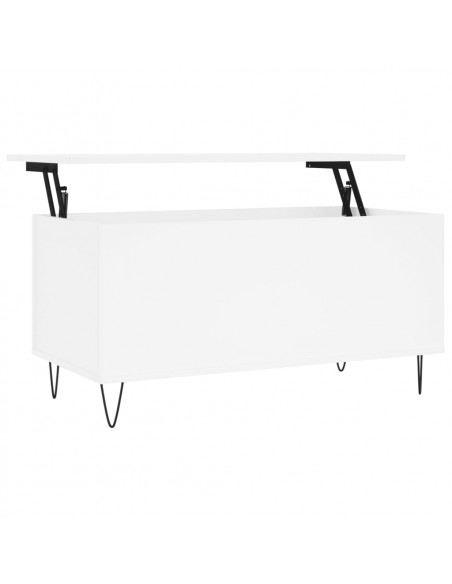 Tavolino da Salotto Bianco 90x44,5x45 cm in Legno Multistrato