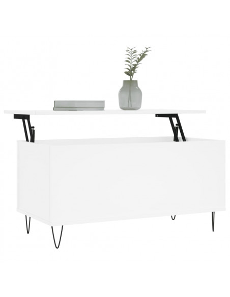 Tavolino da Salotto Bianco 90x44,5x45 cm in Legno Multistrato