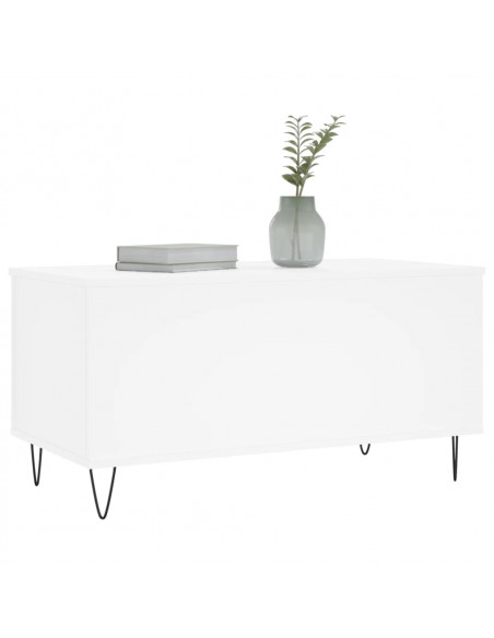 Tavolino da Salotto Bianco 90x44,5x45 cm in Legno Multistrato