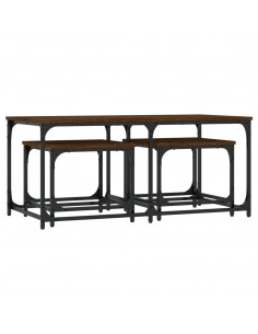 Tavolini Impilabili 3 pz Rovere Marrone in Legno Multistrato 2