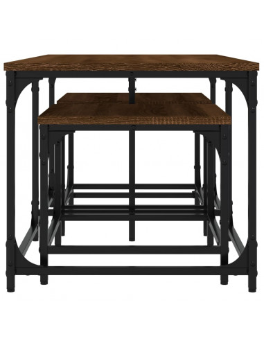 Tavolini Impilabili 3 pz Rovere Marrone in Legno Multistrato