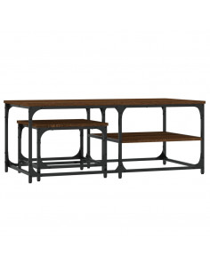 Tavolini Impilabili 2 pz Rovere Marrone in Legno Multistrato 2