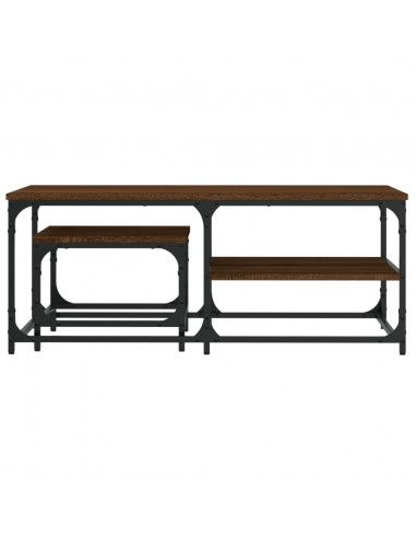 Tavolini Impilabili 2 pz Rovere Marrone in Legno Multistrato