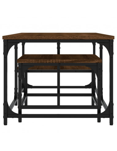 Tavolini Impilabili 2 pz Rovere Marrone in Legno Multistrato