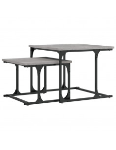 Tavolini Salotto Impilabili 2pz Grigio Sonoma Legno Multistrato 2