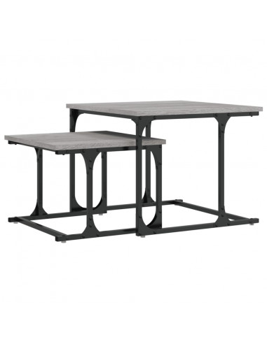 Tavolini Salotto Impilabili 2pz Grigio Sonoma Legno Multistrato