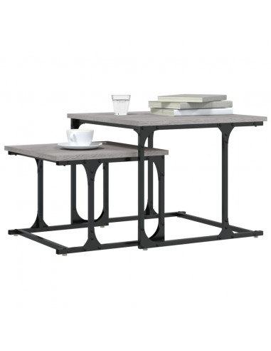 Tavolini Salotto Impilabili 2pz Grigio Sonoma Legno Multistrato