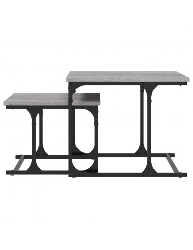 Tavolini Salotto Impilabili 2pz Grigio Sonoma Legno Multistrato