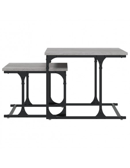 Tavolini Salotto Impilabili 2pz Grigio Sonoma Legno Multistrato