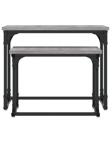 Tavolini Salotto Impilabili 2pz Grigio Sonoma Legno Multistrato
