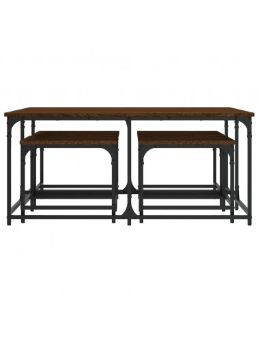 Tavolini Impilabili 5 pz Rovere Marrone in Legno Multistrato