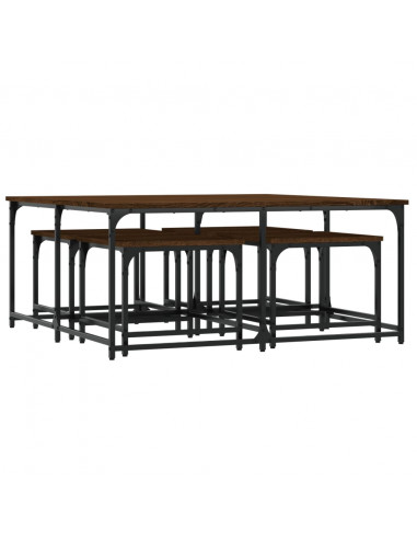 Tavolini Impilabili 5 pz Rovere Marrone in Legno Multistrato