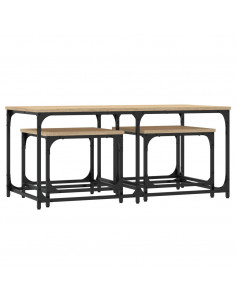 Tavolini Impilabili 3 pz Rovere Sonoma in Legno Multistrato 2