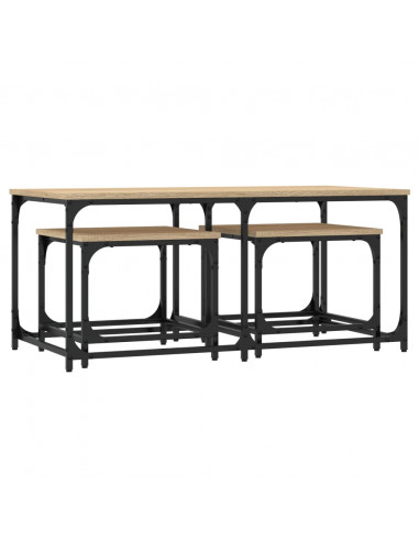 Tavolini Impilabili 3 pz Rovere Sonoma in Legno Multistrato