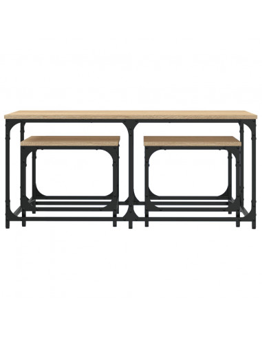 Tavolini Impilabili 3 pz Rovere Sonoma in Legno Multistrato