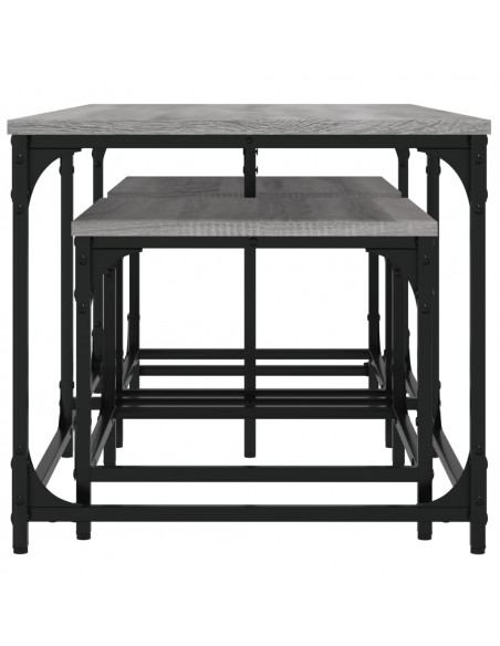Tavolini Salotto Impilabili 3pz Grigio Sonoma Legno Multistrato