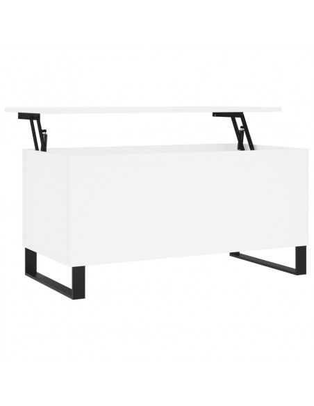 Tavolino da Salotto Bianco 90x44,5x45 cm in Legno Multistrato