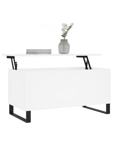 Tavolino da Salotto Bianco 90x44,5x45 cm in Legno Multistrato