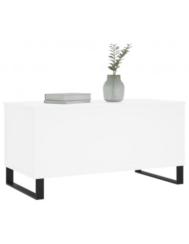 Tavolino da Salotto Bianco 90x44,5x45 cm in Legno Multistrato