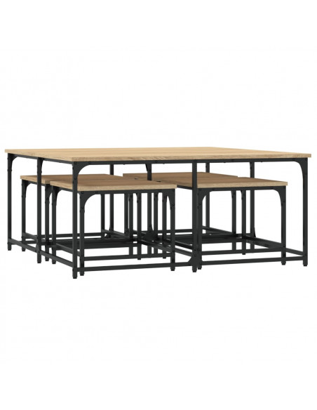 Tavolini Impilabili 5 pz Rovere Sonoma in Legno Multistrato