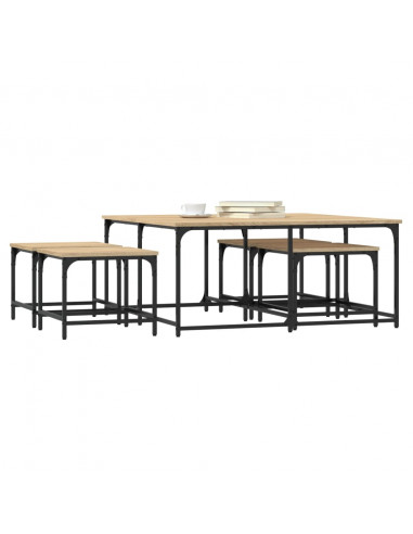 Tavolini Impilabili 5 pz Rovere Sonoma in Legno Multistrato