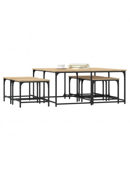 Tavolini Impilabili 5 pz Rovere Sonoma in Legno Multistrato