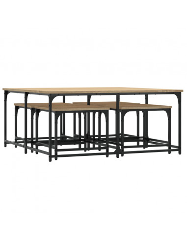 Tavolini Impilabili 5 pz Rovere Sonoma in Legno Multistrato