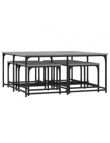 Tavolini Salotto Impilabili 5pz Grigio Sonoma Legno Multistrato