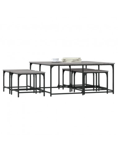 Tavolini Salotto Impilabili 5pz Grigio Sonoma Legno Multistrato