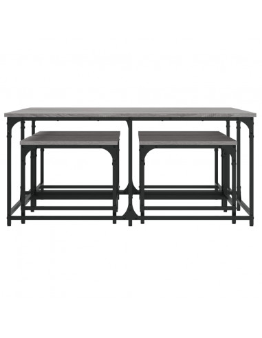Tavolini Salotto Impilabili 5pz Grigio Sonoma Legno Multistrato