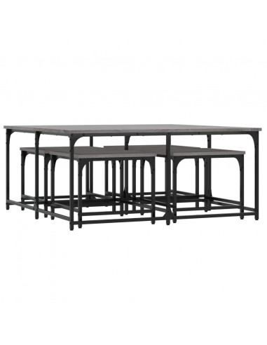 Tavolini Salotto Impilabili 5pz Grigio Sonoma Legno Multistrato