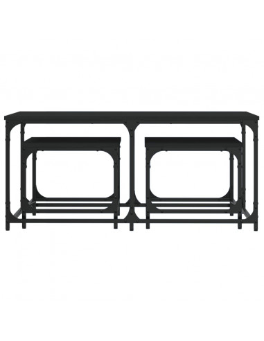 Tavolini Impilabili 3 pz Neri in Legno Multistrato