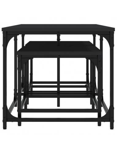 Tavolini Impilabili 3 pz Neri in Legno Multistrato