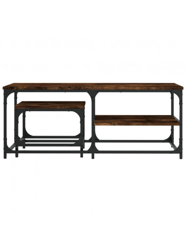 Tavolini Impilabili 2 pz Rovere Fumo in Legno Multistrato