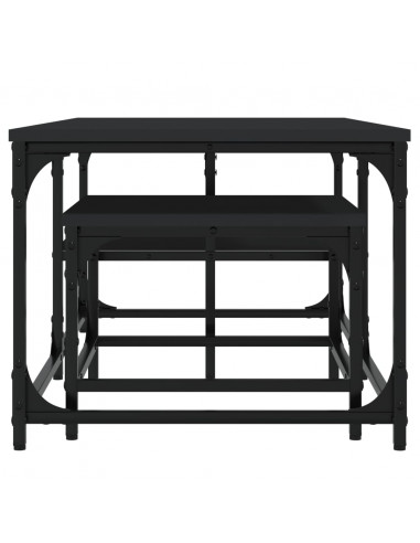 Tavolini Impilabili 2 pz Neri in Legno Multistrato