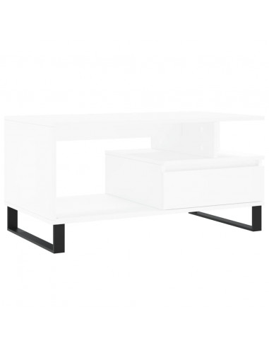 Tavolino da Salotto Bianco 90x49x45 cm in Legno Multistrato