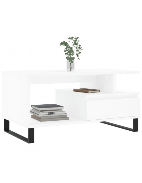Tavolino da Salotto Bianco 90x49x45 cm in Legno Multistrato