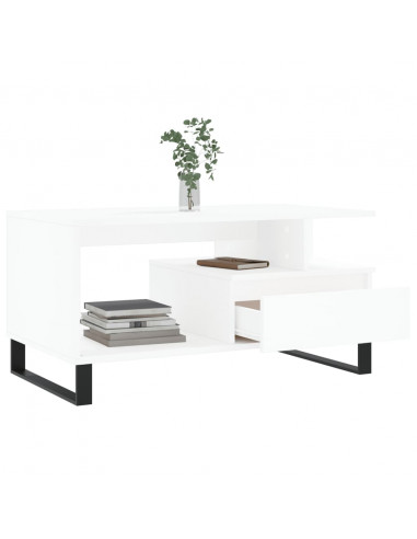 Tavolino da Salotto Bianco 90x49x45 cm in Legno Multistrato