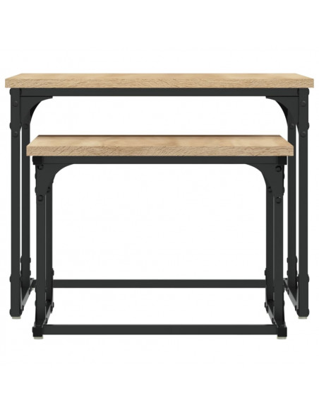 Tavolini Impilabili 2 pz Rovere Sonoma in Legno Multistrato
