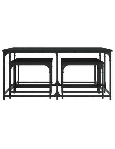 Tavolini Impilabili 5 pz Neri in Legno Multistrato