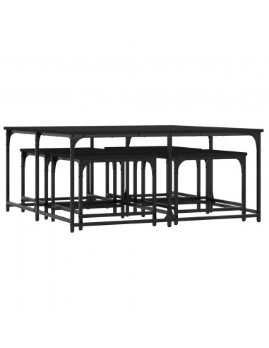 Tavolini Impilabili 5 pz Neri in Legno Multistrato